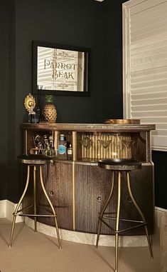 an elegant bar in the corner of a room