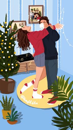 Couples dancing together Christmas vibes illustartion Christmas Couple Wallpaper, Couple Dancing Illustration, Happy Couple Illustration, Couple Dancing Drawing, December Illustration, Bonnie And Clyde Tattoo, Couples Dancing, Love Feeling Images, Dancing Together