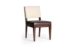 a brown chair with a white back and seat