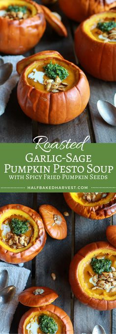 roasted garlic - sage pumpkin pecan soup with spinach and walnuts is the perfect fall side dish