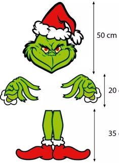 the grin face and legs are shown with measurements for each character in this cartoon,