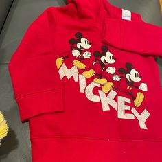 Brand New Red Mickey Hoodie Sweatshirt Size 3 Disney Mickey Mouse Hoodie, Winter Hooded Mickey Mouse Sweatshirt, Mickey Hoodie, Red Long Sleeve Mickey Mouse Sweatshirt, Disney Mickey Mouse Hooded Hoodie, Mickey Mouse Long Sleeve Fleece Hoodie, Girl Sweatshirts, Disney Shirts, Kids Shirts