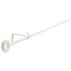 a white wall mounted light with a long arm and two lights on the side of it