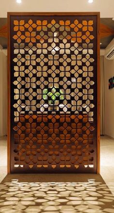 a room divider made out of wooden circles