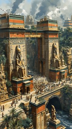 an artist's rendering of the egyptian city