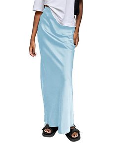 PRICES MAY VARY. Size: S(US2-4)/M(US4-6)/L(US8-10)/XL(US10-12)/2XL(US14-16).Please check the SIZE CHART before you ordering. Fabric：High waist maxi skirt is made of thick and high quality satin fabric,soft and smooth,breathable and lightweight,not see through,medium thickness,suitable for all seasons. Features: The maxi skirt features satin silky fabric,A-Line hem,high waist,hidden elastic waistband,suitable for different waist sizes,high waist maxi long length makes the legs appear more slender High Waist Maxi Skirt, Elastic Waistband Skirt, Skirt Elegant, High Waisted Maxi Skirt, School Party, Silky Fabric, Elegant Skirt, Long Skirts, Long Length