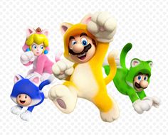 mario kart and other characters are in the air with their arms out to each other