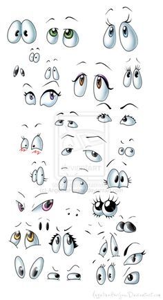 an image of eyes with different expressions and shapes on the front, side, and back