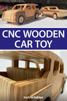 the wooden car toy is made out of wood