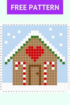 a cross stitch pattern with a gingerbread house in the middle and text that reads free pattern