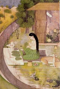 Mughal Miniature Paintings, Indian Traditional Paintings, South Asian Art, Mughal Paintings, Indian Art Gallery, Pichwai Paintings, Green Palette, Indian Painting, Indian Folk Art