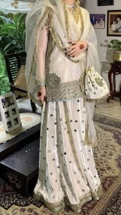 Pakistani Zardosi Work Dresses, Suits Women Indian, White Gharara, Nikkah Bride, Pakistani Bridal Dresses