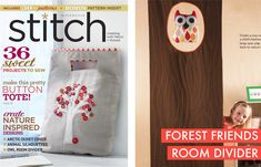 the cover of stitch magazine with an owl on it