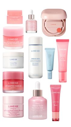 #pink #skincare #laneige #selfcare Glowing Skin Skincare, Glowing Skin Secrets, Pink Skincare, Doll Eye Makeup, Skin Care Toner Products