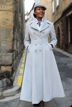 Gray Vintage Blend Wool Women's Long Jacket Winter OverCoat Double Breasted | eBay Wool Maxi Coat, Fit And Flare Coat, Winter Maxi, Gray Wool Coat, Wool Coat Women, Long Wool Coat, Stylish Coat, Wool Clothing, White Coat