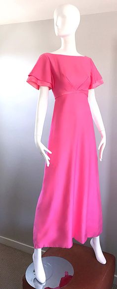 30s Dress, Empire Waist Maxi, Empire Waist Maxi Dress, Bubblegum Pink, Pink Shorts, Fitted Bodice, Empire Waist, Skin Tone, Fashion Fashion