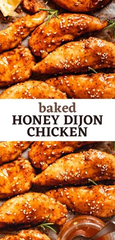 baked honey dijond chicken on a baking sheet