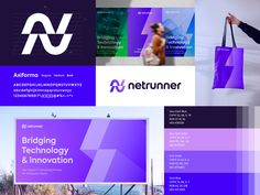 purple and white business brochure design for networking technology company, netuniner