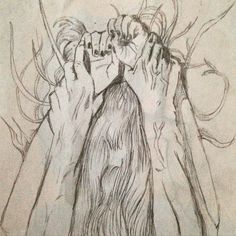 a drawing of two hands touching each other