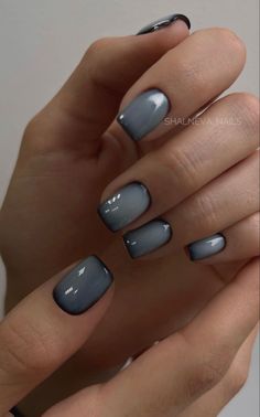 Shellac Designs Ideas, Grey Square Nails, Dark Grey Nail Ideas, Nails Fall Autumn, Fall Nude Nails, Shellac Nails Fall, Kutek Disney, Maroon Nails, Fall Gel Nails