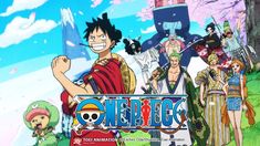 one piece anime characters standing in front of an image of the same character and their name