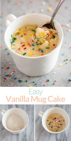 the best microwave vanilla mug cake recipe is made with only 3 ingredients and it's ready to be eaten