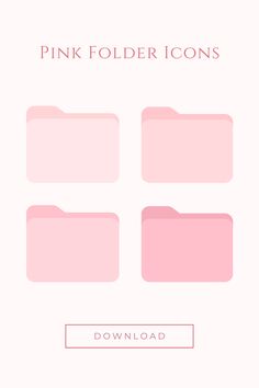 the pink folder icons are shown in three different styles and sizes, including one for each file