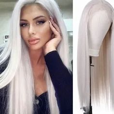 FASHIONDEITYSHAIR | Hair | 22 White Silver Straight Lace Front Wig New | Poshmark White Hair Wig, Platinum White Hair, Mermaid Inspiration, Straight Lace Front Wig, Loose Waves Hair, 100 Remy Human Hair, Hair Replacement