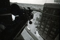 a black and white photo of a city street