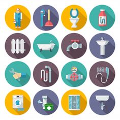 flat icons with different types of plumbing