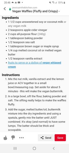 an iphone screen showing the instructions for how to make whipped cream and other desserts