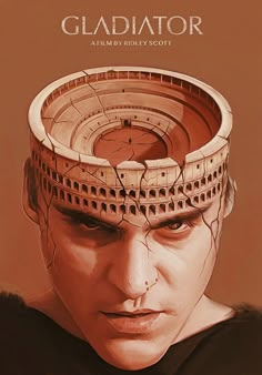 the cover to gladiator, featuring a man's head with roman architecture on it