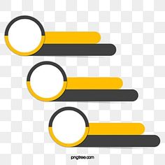 three yellow and black circles on a white background, with the text below them in two different