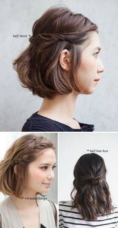 Simples Hairstyles, Work Hairstyles For Short Hair, Short Hair Dos, Short Hairdos, Work Hairstyles, Short Hair Updo, Hairstyles For Short Hair