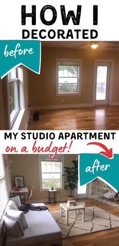 the before and after shots of an apartment