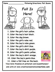 the fall is here worksheet for children to learn how to write and color