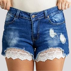 Elevate your summer wardrobe with our lace-embroidery free-spirited denim shorts for ladies from the 2024 Summer Collection. These hippie vibe shorts are the perfect combination of comfort and style, featuring distinctive embroidered details that exude sophistication and a touch of rebelliousness.Crafted with a medium-wash, sanded and distressed finish, these high-waist shorts are designed to hug your shape while still offering a carefree stretch. The zipper and button closure adds both functionality and flair to the overall design.Distinctive Features: Boho Vibes: Embrace the relaxed and gypsy spirit with these lace-embroidery shorts that are perfect for the loose-spirited fashionistas. Embroidered Elegance: The intricate embroidery adds a touch of refined sophistication to these denim sh Shorts For Ladies, Lace Jean Shorts, Embroidery Shorts, Boho Denim, Hippie Vibes, Embroidered Details, Intricate Embroidery, Lace Embroidery, Free Spirited