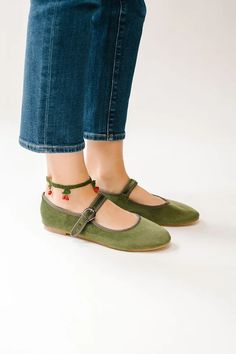 Olive Velvet Mary Jane | MOI London Mary Jane Shoes Outfit Work, Olive Velvet, Downtown Outfits, Ugly Shoes, Cowgirl Aesthetic, Orthopedic Shoes, London Shoes, Wedding Dress Shoes, Mary Jane Flats