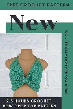 Diy Crochet Top, Crochet Blouse Pattern, Bow Crop Tops, Crochet Bow, Crochet Bows