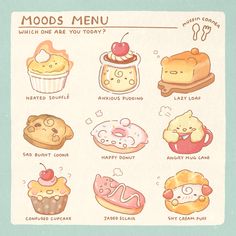 an illustrated poster with different types of desserts