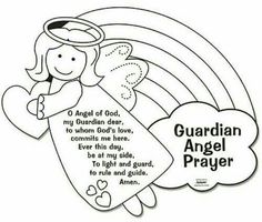 an angel holding a heart with the words,'guardian angel prayer'on it