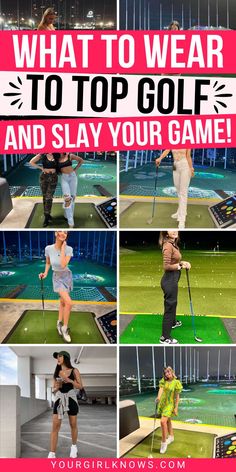 Ready to have some family fun or hit up a date night at Top Golf? We've got you covered with the perfect outfits for any occasion! No matter what you're into, we've got the style advice you need to look your best. So put on your favorite outfit and let's get swinging! Night Golf Outfit, Mini Golf Outfit Summer, Outfits To Wear To Top Golf, Mini Golfing Outfit Date, Top Golf Outfit Ideas, Cute Outfits For Topgolf Winter, Top Golf Outfit Winter Casual, Putt Putt Date Night Outfit, Puttshack Outfit