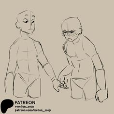 a drawing of two people holding hands and looking at each other's eyes, with the words patreon written below