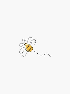 a drawing of a bee flying through the air