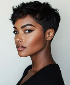 A sleek version of the classic pixie cut, with smooth, polished strands that create a sophisticated and refined look. This style is ideal for formal occasions and adds an elegant touch to short hair. Pixie Hairstyles For Brunettes, Sleek Pixie Haircut Black Women, Latina Pixie Cut, Slicked Back Pixie Cut, Black Woman Pixie Hairstyles, Nia Long Short Hair 90s Pixie Cuts, 90s Short Hair Black Women, Short Hair Styles For Older Women, Pixie Fine Hair