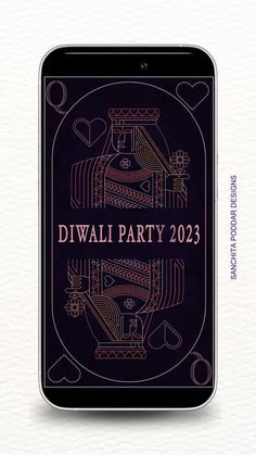 a phone with the words diwali party on it