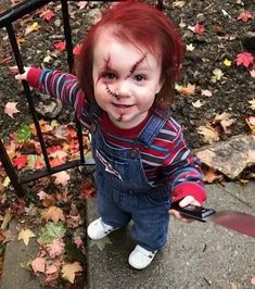 Scary Baby Costume, Funny Toddler Costumes, Scary Toddler Costumes, Funny Halloween Costumes For Kids, Scary Kids Halloween Costumes, Scary Kids Costumes, Chucky Halloween Costume, Chucky Halloween