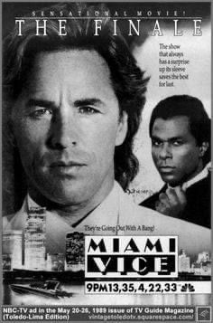 an advertisement for the miami vice show with two men in suits and ties on it