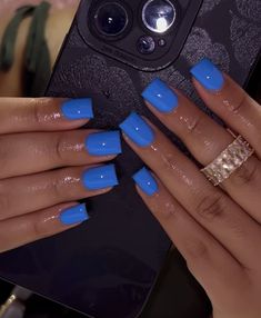 Blue Acrylic Nails, Work Nails, Blue Nail, Short Acrylic Nails Designs