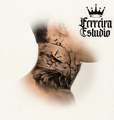 a man with an eagle tattoo on his neck and the words ferrora eslavo